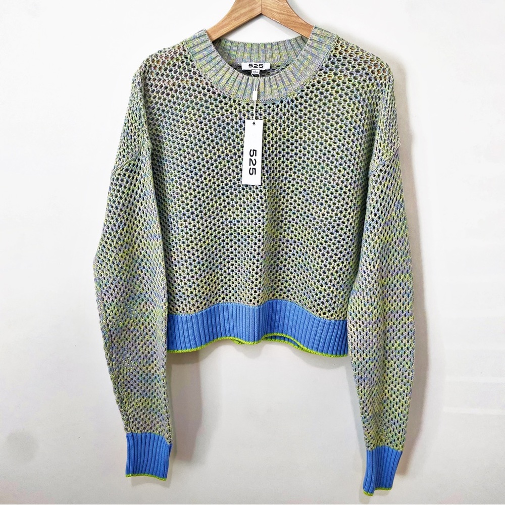 525 AMERICANA Cropped Color Block Sweater L